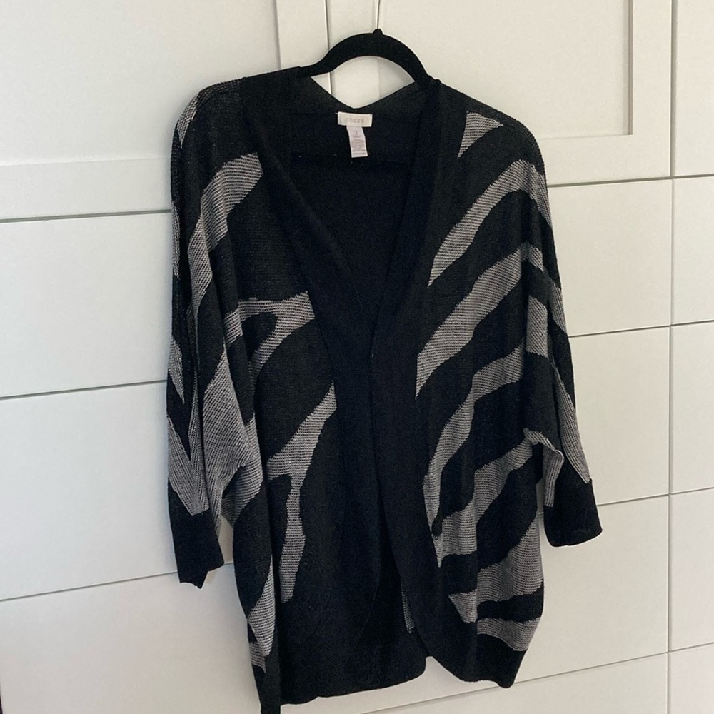 Chico’s size 2 black and silver cardigan